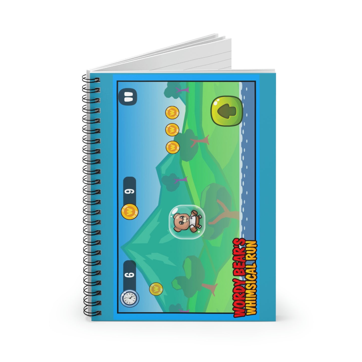 "Wordy Bear's Whimsical Run Game " Spiral Notebook