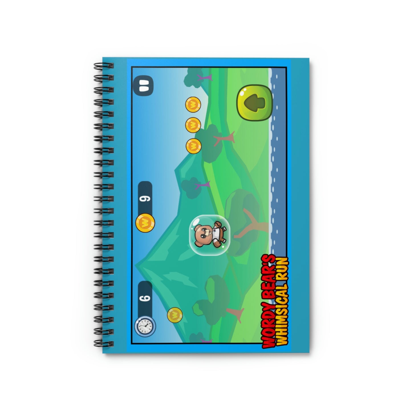 "Wordy Bear's Whimsical Run Game " Spiral Notebook