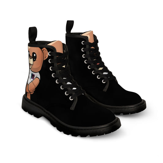 Women's All Black 'Wordy Bear"  Boots