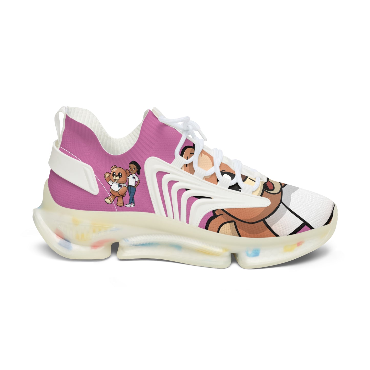 Women's  Pink "Wordy Bear Classics" Mesh Sneakers