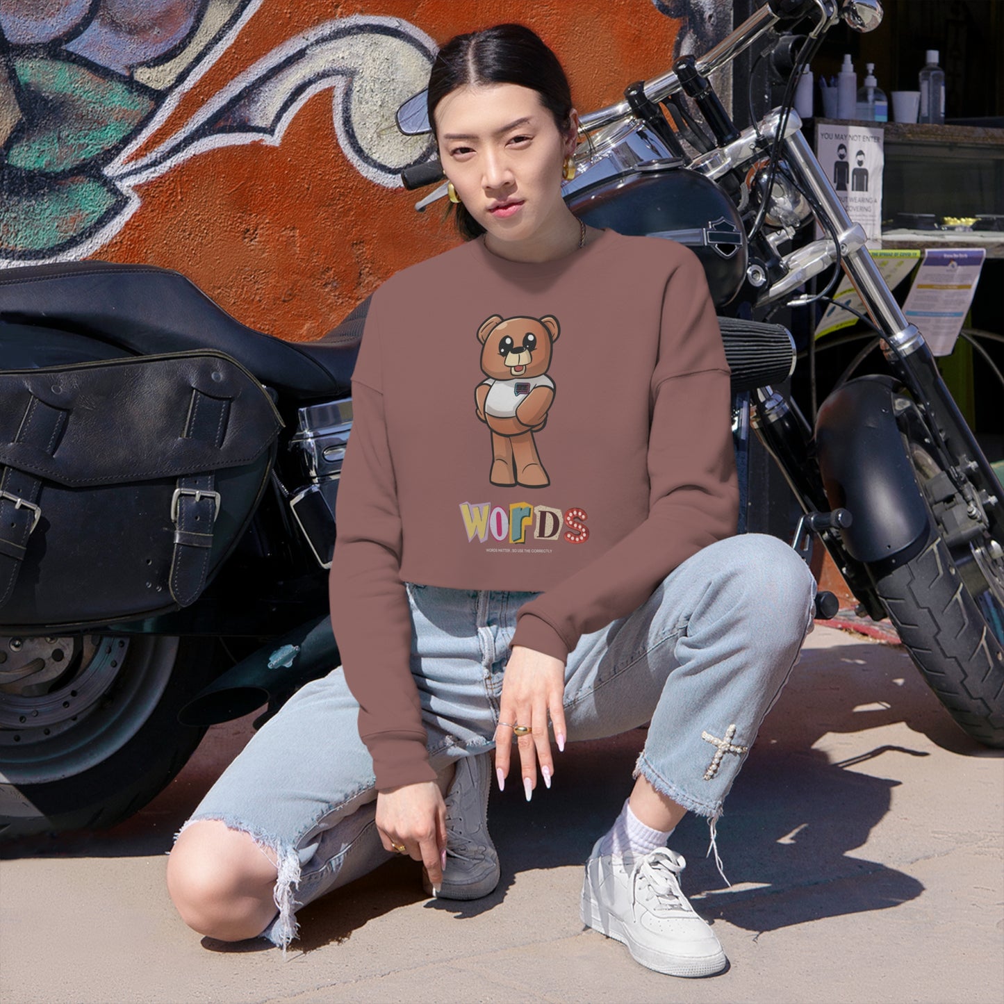 Women's "Wordy Bear" Cropped Sweatshirt