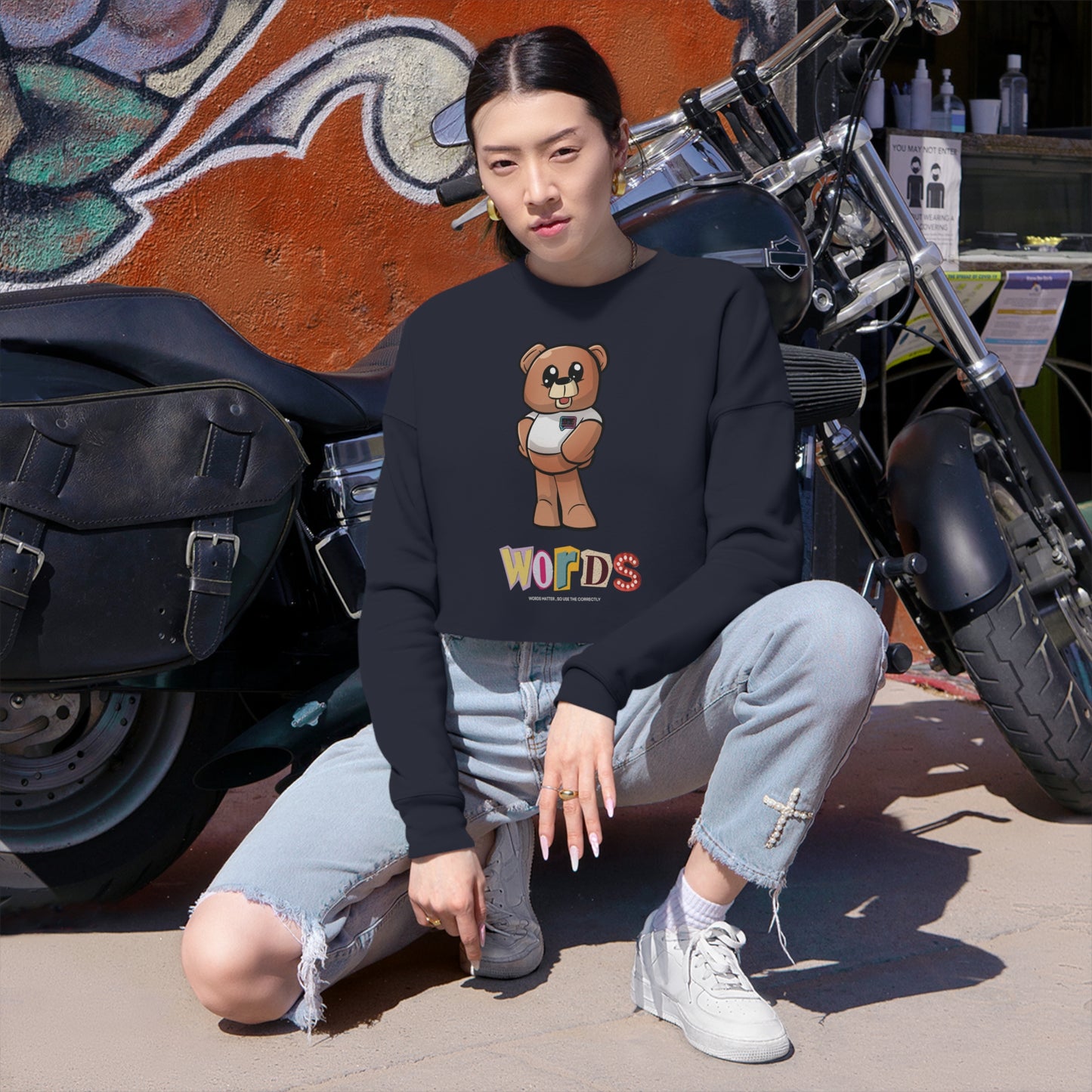 Women's "Wordy Bear" Cropped Sweatshirt