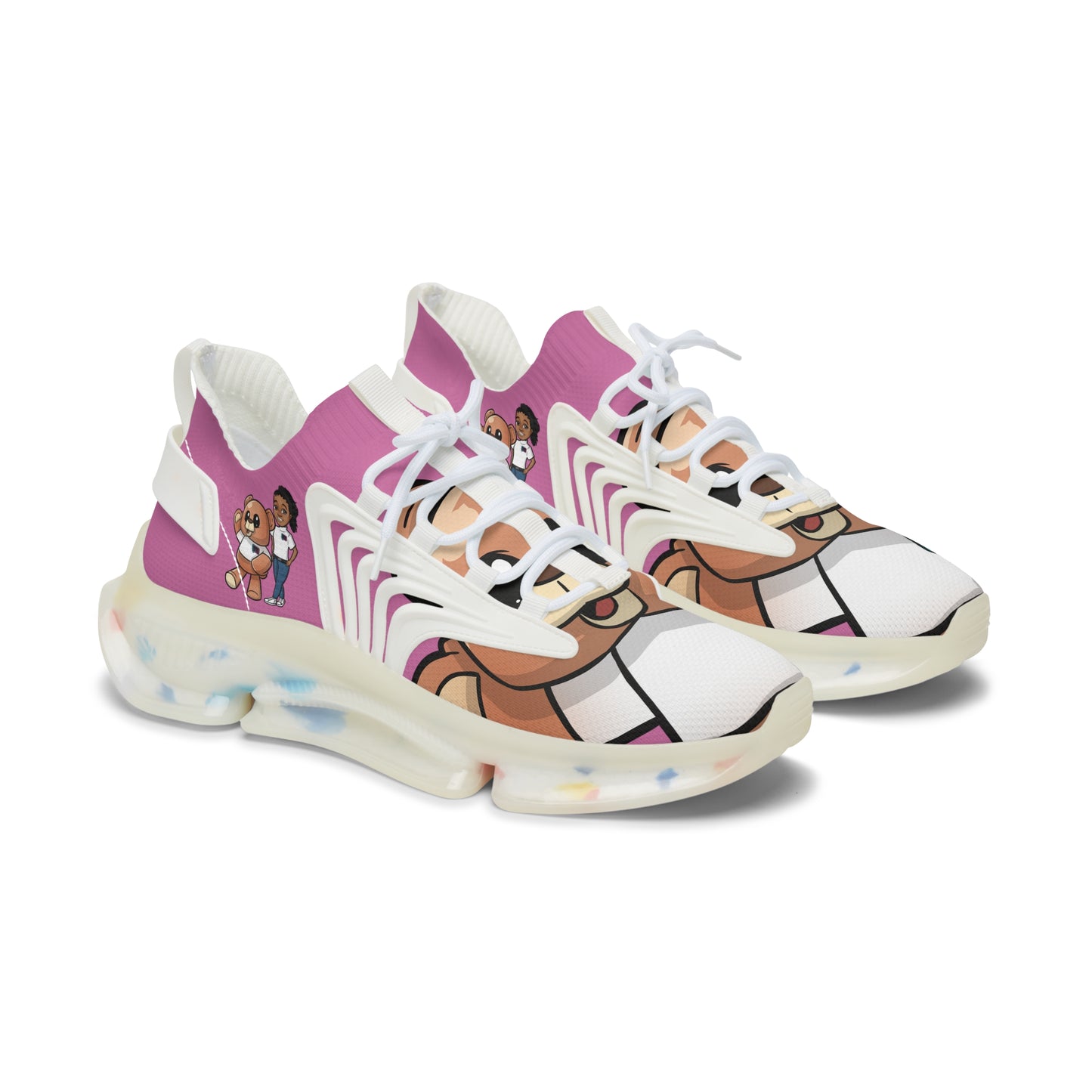 Women's  Pink "Wordy Bear Classics" Mesh Sneakers