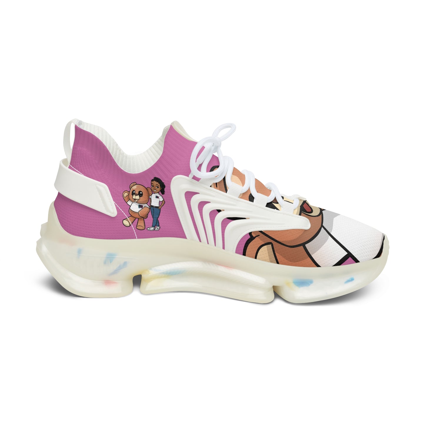 Women's  Pink "Wordy Bear Classics" Mesh Sneakers