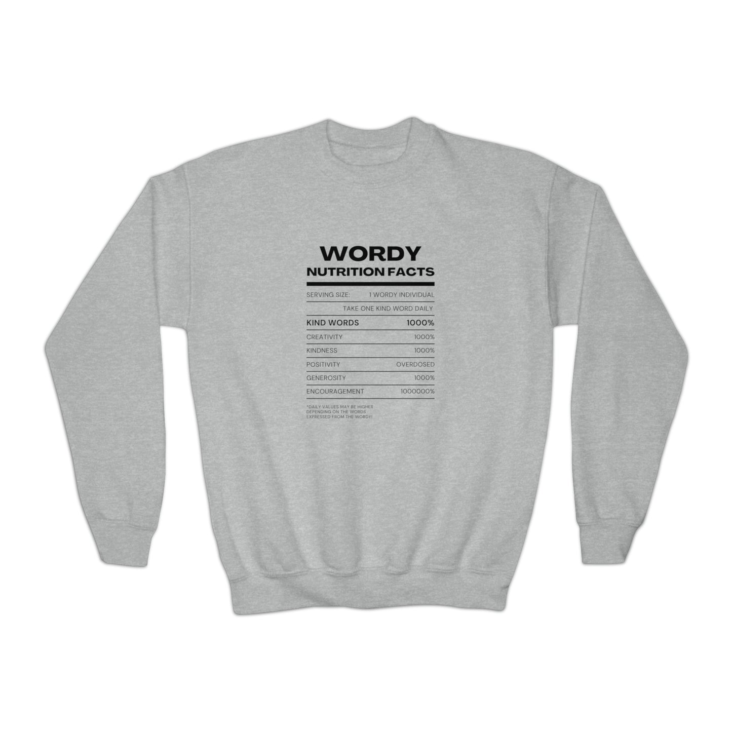 Youth "Wordy Nurtution" Crewneck Sweatshirt