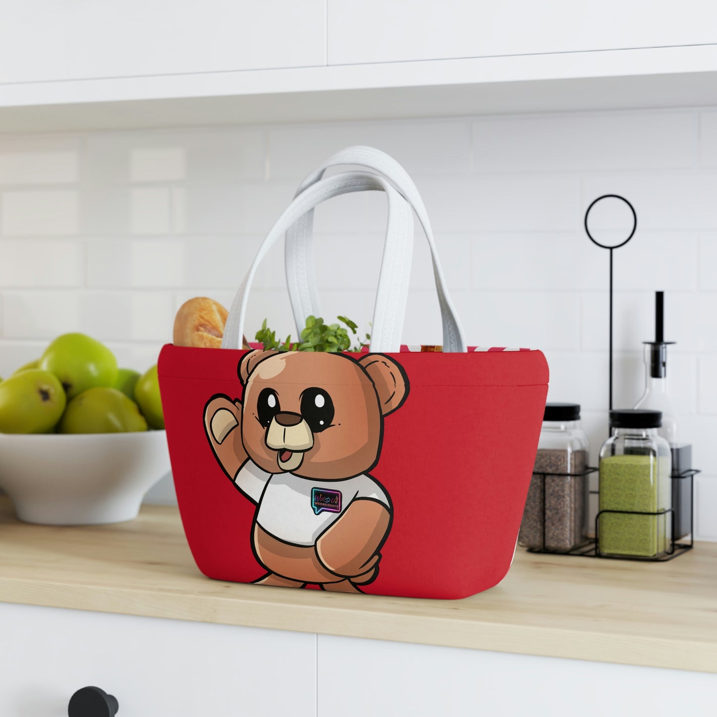 "Wordy Bear" Red Ice Cream Lunch Bag