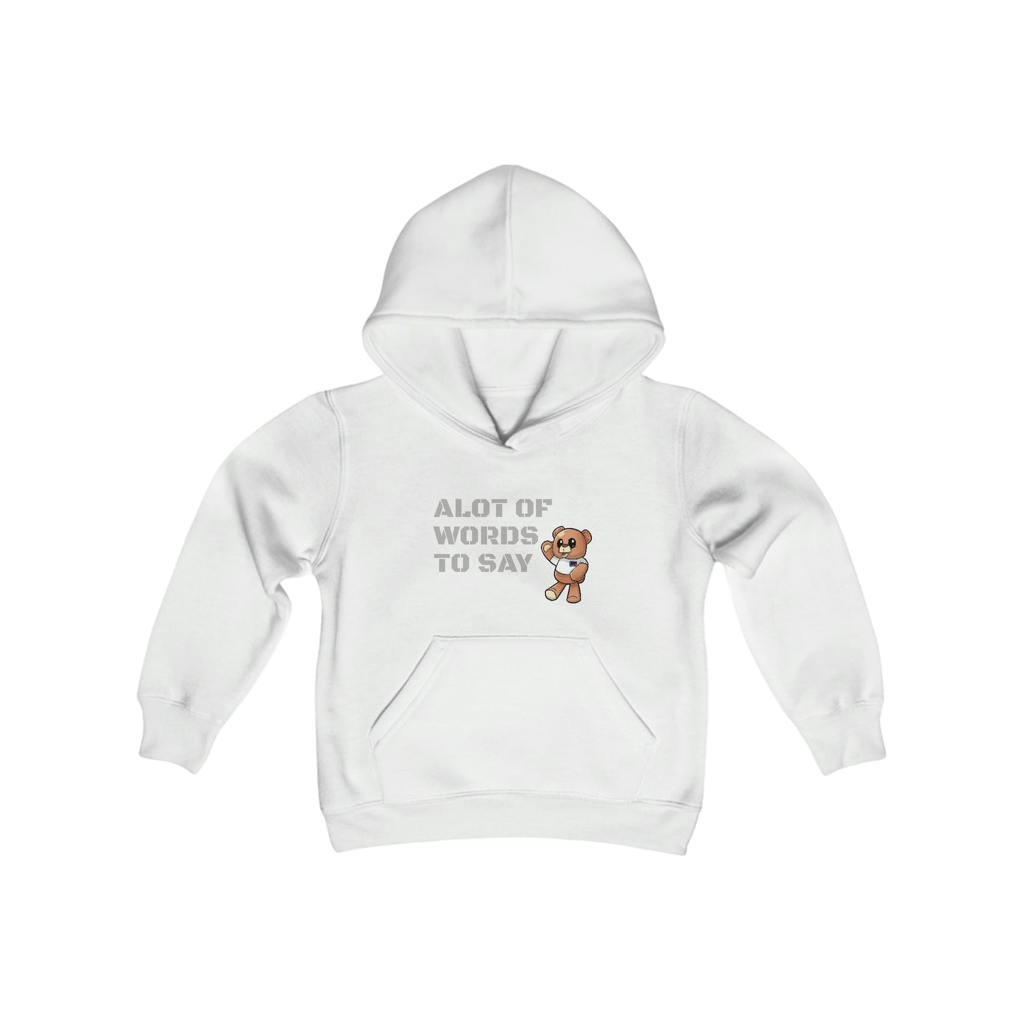 Youth Wordy Bear Slogan" Hooded Sweatshirt