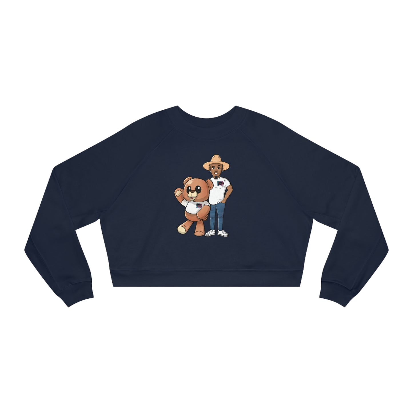 Women's " Henry and Wordy Bear"  Cropped Fleece Pullover