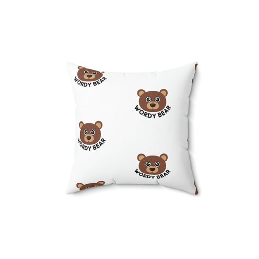 "Wordy Bear" Spun Polyester Square Pillow