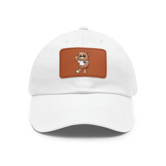 "Wordy Bear" Dad Hat with Leather Patch