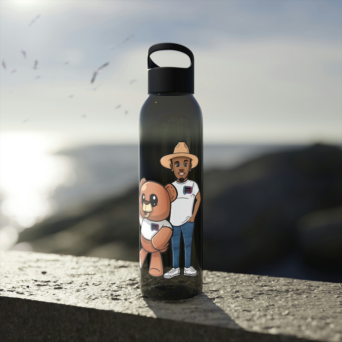 "Henry and Wordy Bear" Sky Water Bottle