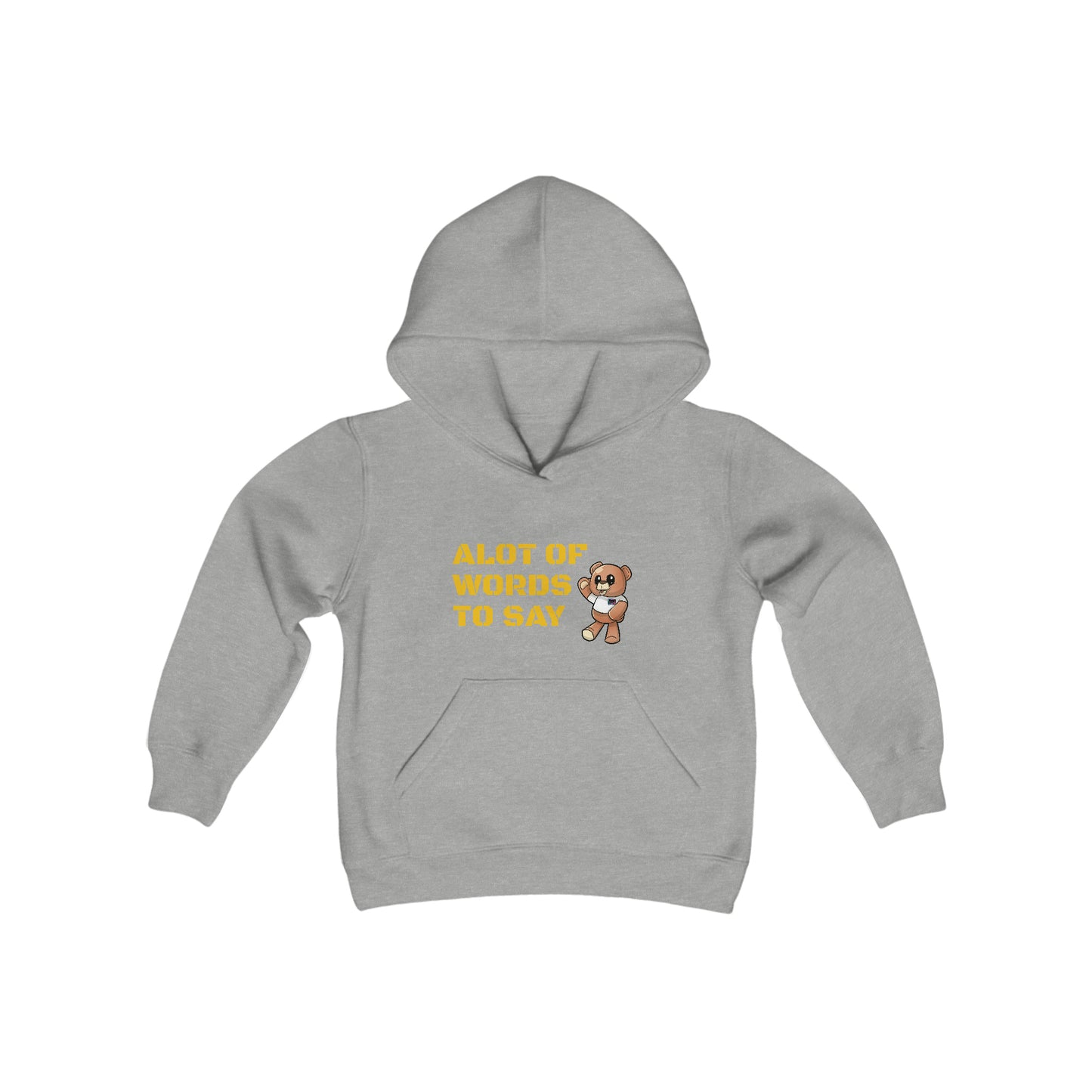 Youth Wordy Bear Slogan" Hooded Sweatshirt