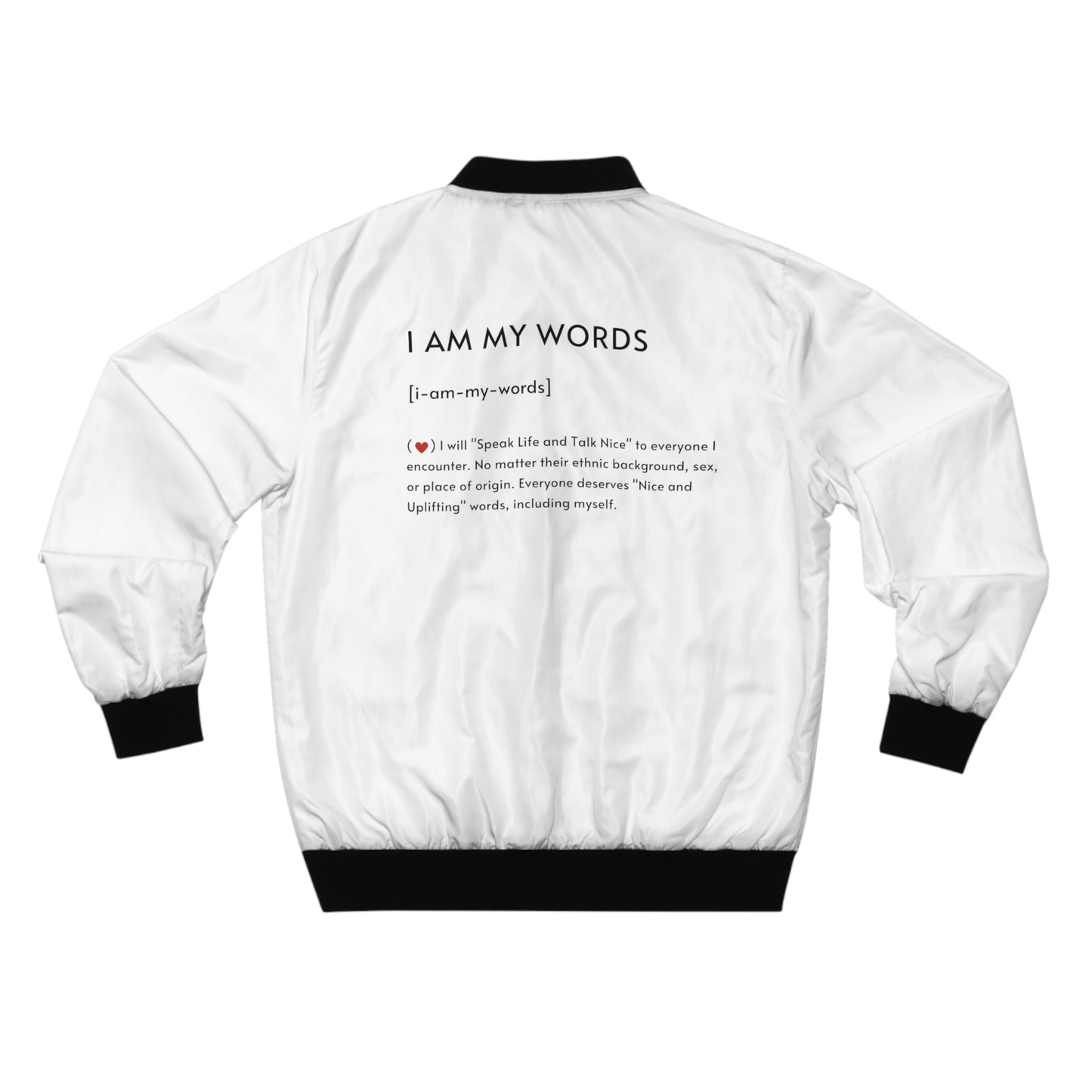 Men's "I AM MY WORDS" AOP Bomber Jacket