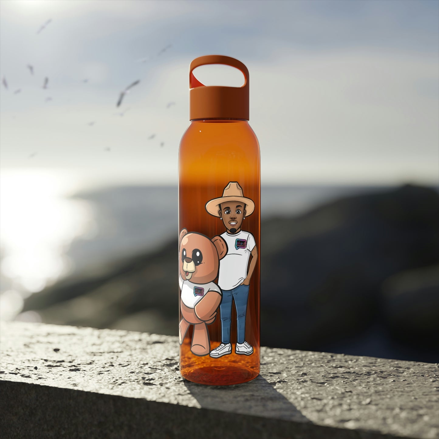 "Henry and Wordy Bear" Sky Water Bottle