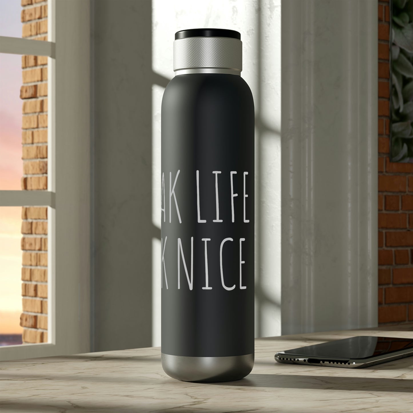 "Speak Life- Talk Nice" Bluetooth Soundwave Copper Vacuum Audio Bottle 22oz