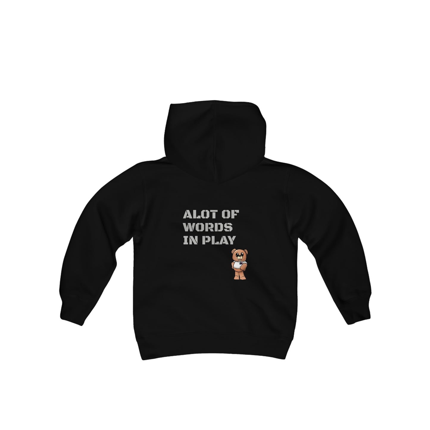 Youth Wordy Bear Slogan" Hooded Sweatshirt