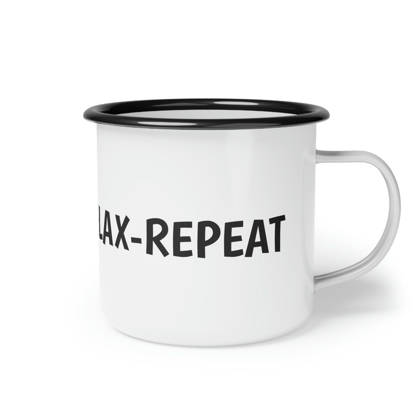 "Sip-Read-Relax-Repeat" Enamel Cup