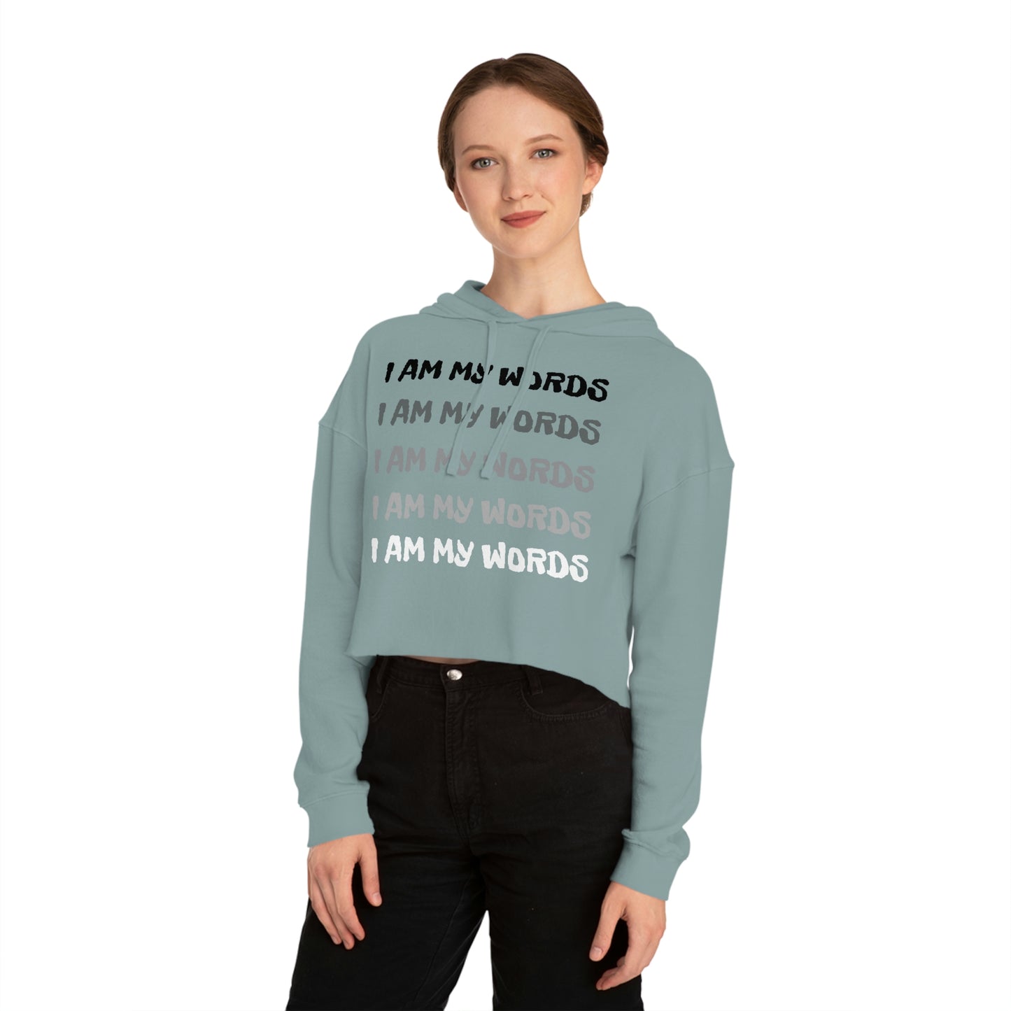 Women’s 'I AM MY WORDS" Cropped Hooded Sweatshirt