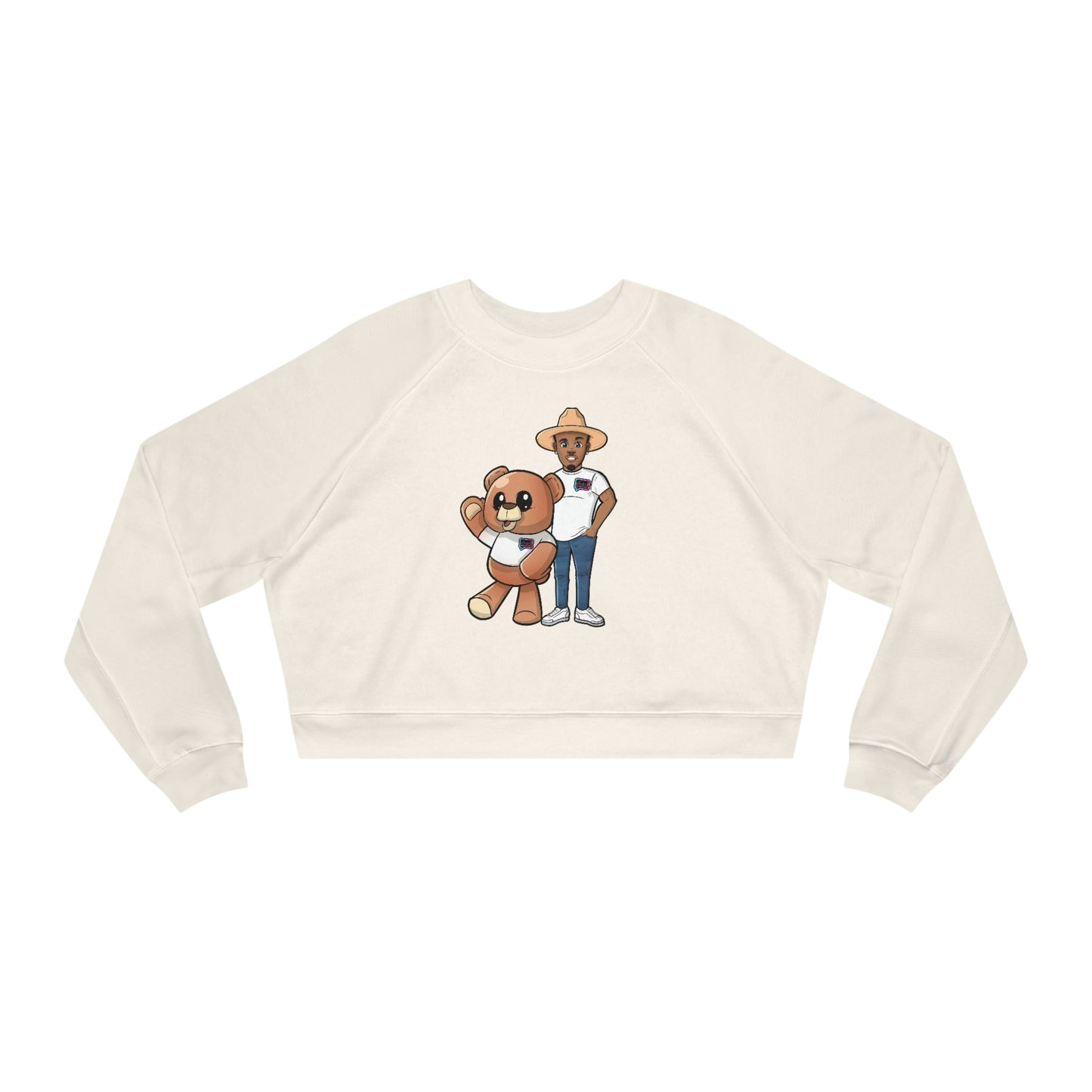 Women's " Henry and Wordy Bear"  Cropped Fleece Pullover