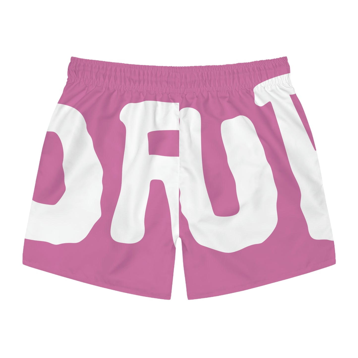 'Word Up" Pop Pink Swim Trunks