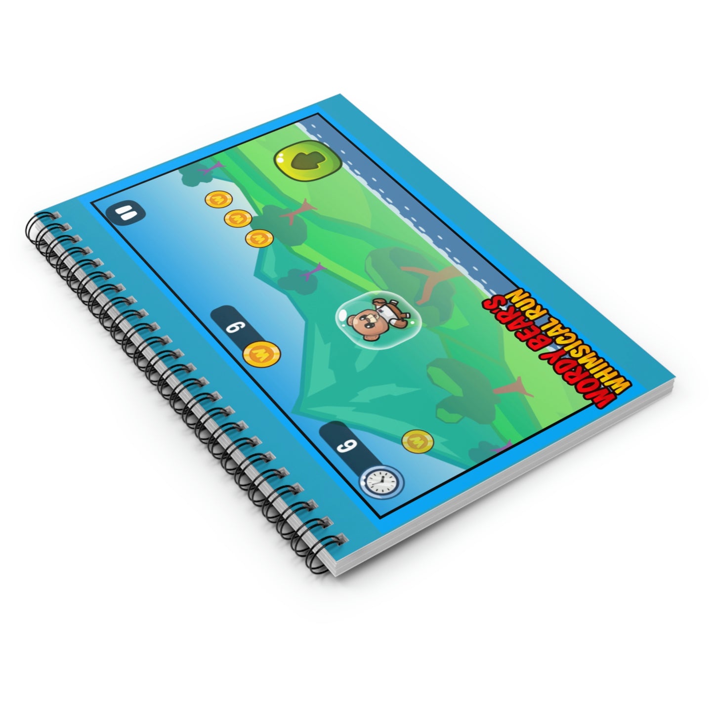 "Wordy Bear's Whimsical Run Game "  Spiral Notebook