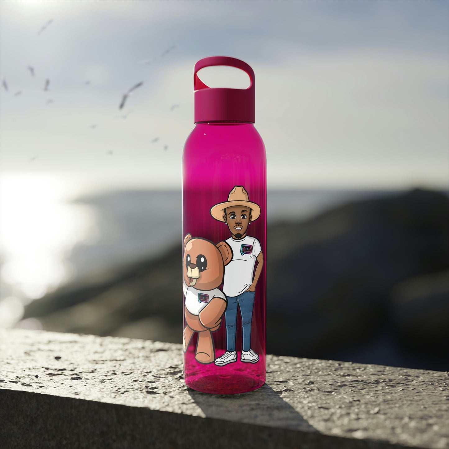 "Henry and Wordy Bear" Sky Water Bottle