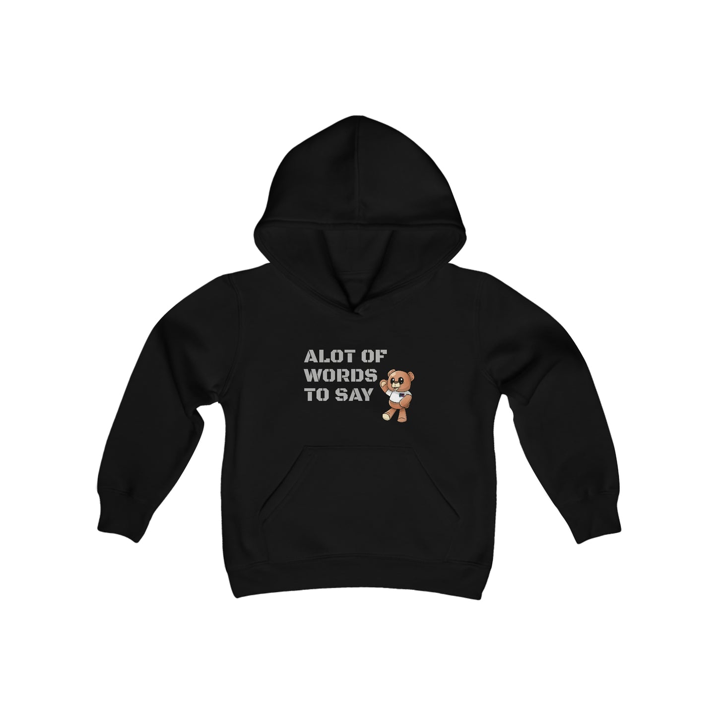 Youth Wordy Bear Slogan" Hooded Sweatshirt