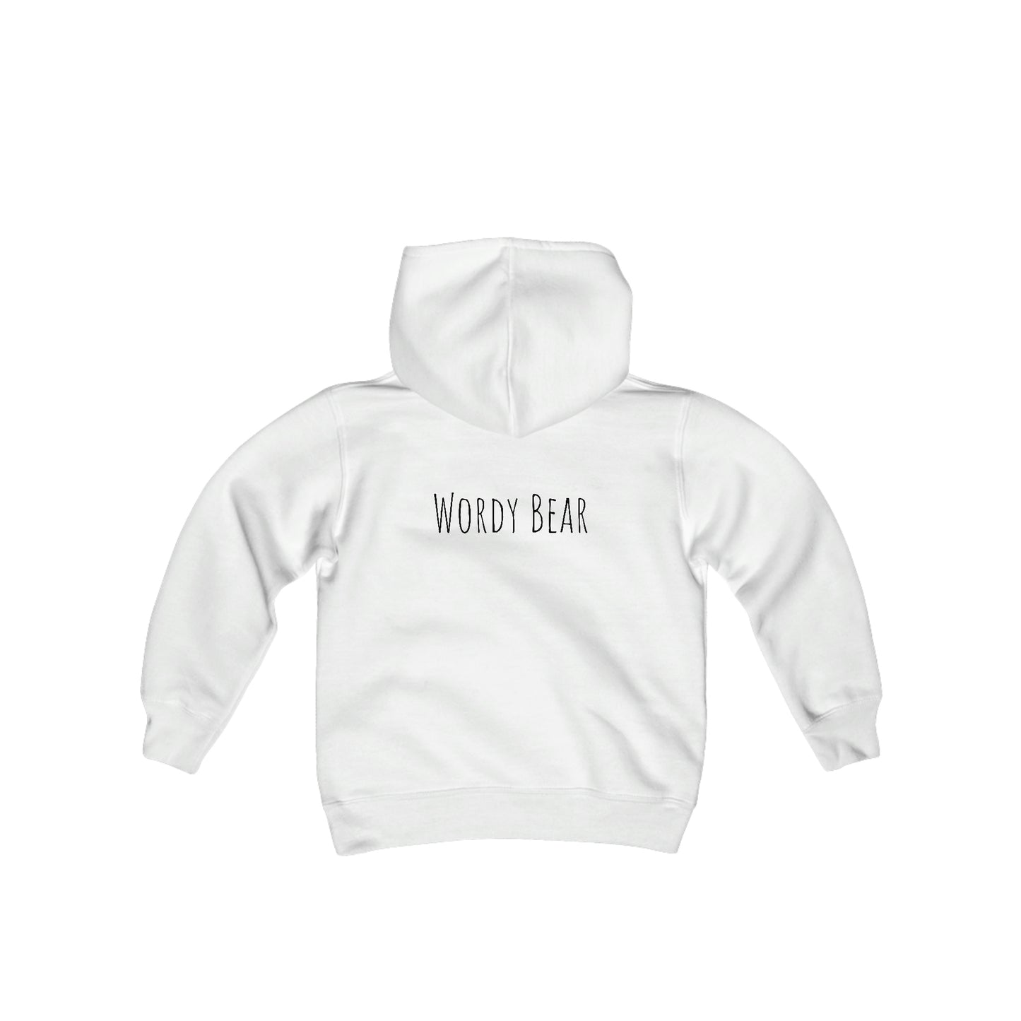 Youth "Wordy Bear"  Heavy Blend Hood (White)