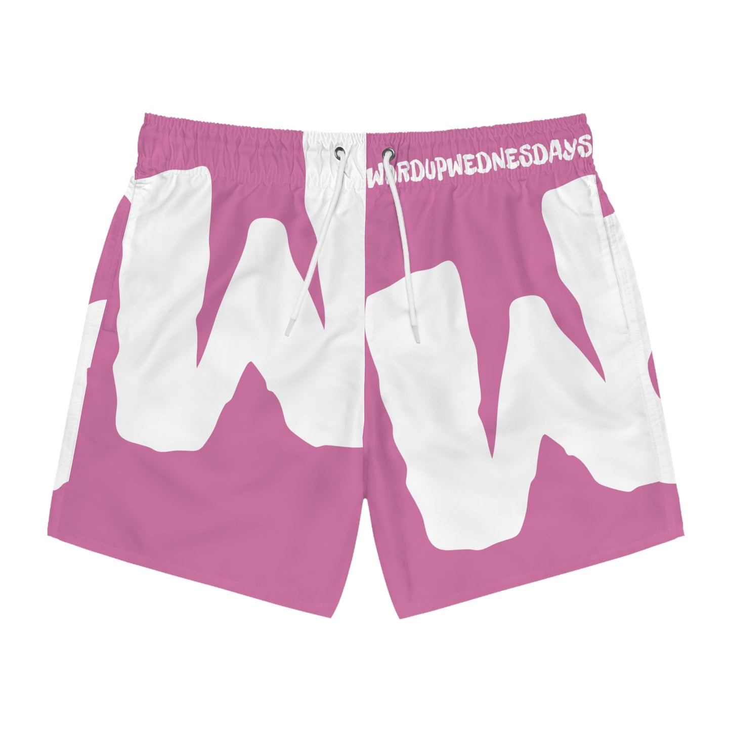 'Word Up" Pop Pink Swim Trunks