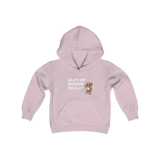 Youth Wordy Bear Slogan" Hooded Sweatshirt