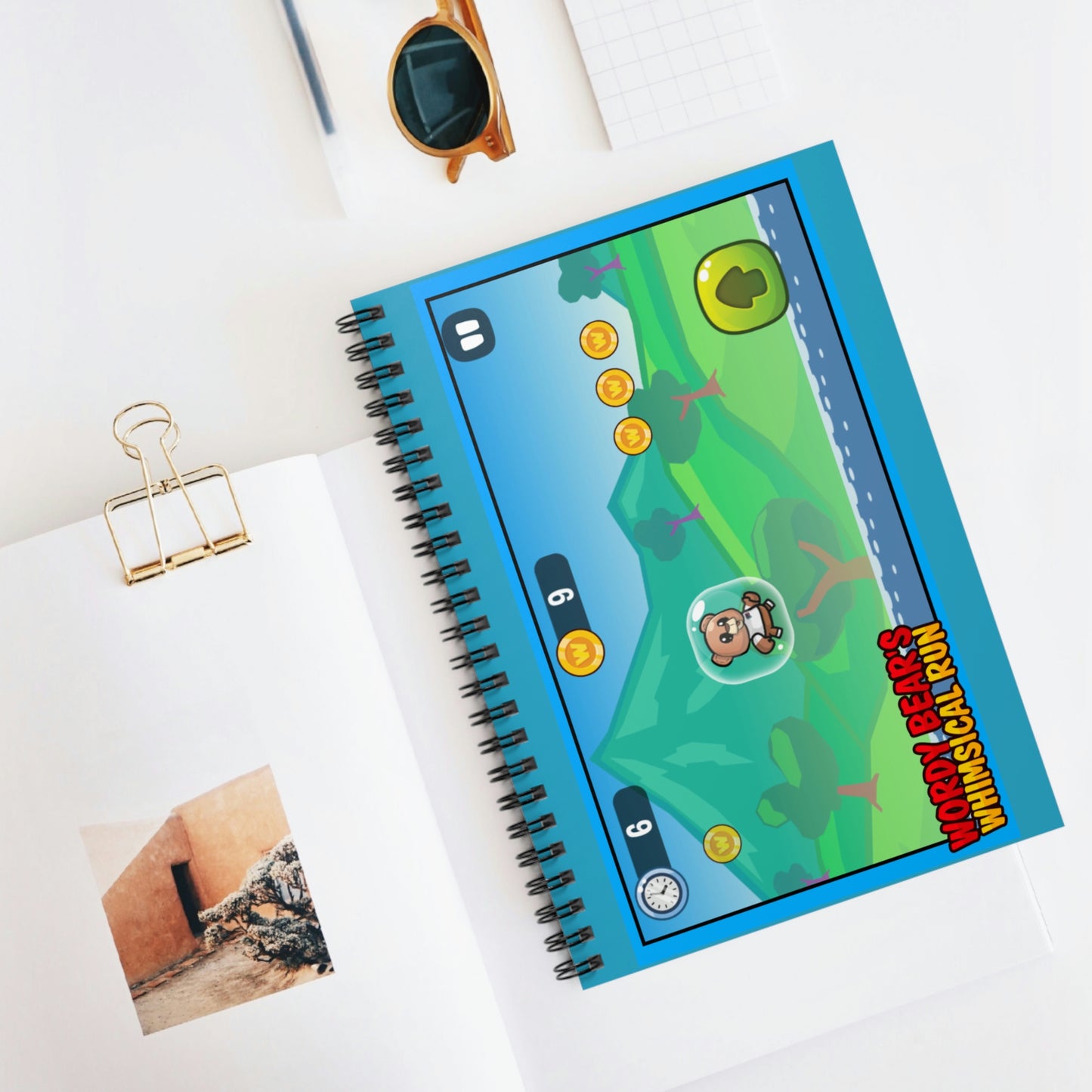 "Wordy Bear's Whimsical Run Game "  Spiral Notebook