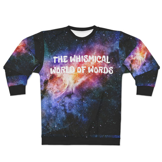 "Whimsical World of Words" Galactic AOP Unisex Sweatshirt